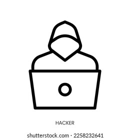 icono de hacker. Diseño De Estilo De Arte De Línea Aislado En Fondo Blanco