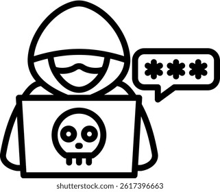 Hacker Icon Line Vector Illustration