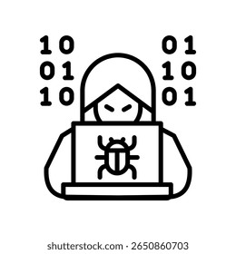Hacker Icon Line Vector Illustration