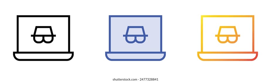 hacker icon. Linear, Blue Fill and Gradient Style Design Isolated On White Background