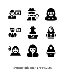 icono de hacker o logotipo símbolo de signo aislado ilustración vectorial - Colección de iconos vectoriales de estilo negro de alta calidad
