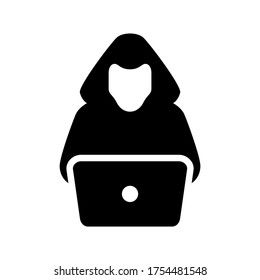 icono de hacker o logotipo símbolo de signo aislado ilustración vectorial - iconos vectoriales de estilo negro de alta calidad

