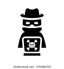 icono de hacker o logotipo símbolo de signo aislado ilustración vectorial - iconos vectoriales de estilo negro de alta calidad
