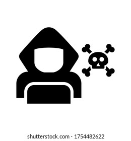 icono de hacker o logotipo símbolo de signo aislado ilustración vectorial - iconos vectoriales de estilo negro de alta calidad
