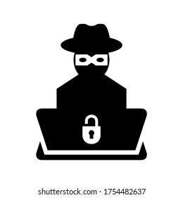 icono de hacker o logotipo símbolo de signo aislado ilustración vectorial - iconos vectoriales de estilo negro de alta calidad
