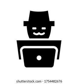 icono de hacker o logotipo símbolo de signo aislado ilustración vectorial - iconos vectoriales de estilo negro de alta calidad
