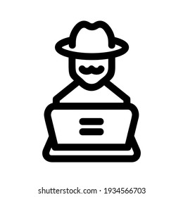 icono de hacker o logotipo símbolo de signo aislado ilustración vectorial - iconos vectoriales de estilo negro de alta calidad
