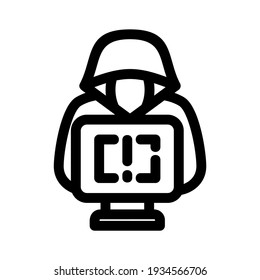 icono de hacker o logotipo símbolo de signo aislado ilustración vectorial - iconos vectoriales de estilo negro de alta calidad
