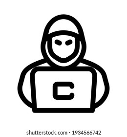 icono de hacker o logotipo símbolo de signo aislado ilustración vectorial - iconos vectoriales de estilo negro de alta calidad
