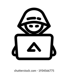 icono de hacker o logotipo símbolo de signo aislado ilustración vectorial - iconos vectoriales de estilo negro de alta calidad
