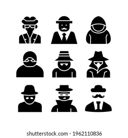 Hacker-Symbol oder -Logo einzeln auf Zeichen, Vektorgrafik - Sammlung hochwertiger Vektorsymbole mit schwarzem Stil
