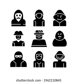 icono de hacker o logotipo símbolo de signo aislado ilustración vectorial - Colección de iconos vectoriales de estilo negro de alta calidad
