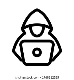 icono de hacker o logotipo símbolo de signo aislado ilustración vectorial - iconos vectoriales de estilo negro de alta calidad
