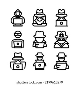 icono de hacker o logotipo símbolo de signo aislado ilustración vectorial - Colección de iconos vectoriales de estilo negro de alta calidad
