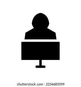 Icono de hacker o logotipo símbolo de signo aislado ilustración vectorial - iconos vectoriales de estilo negro de alta calidad