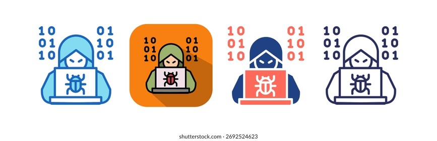 Hacker Icon multistyle Vector Illustration