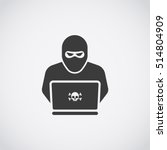 Hacker Icon. Ninja with the laptop