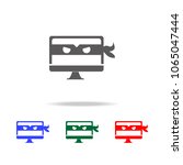 Hacker Icon. Ninja in monitor icon. Elements of cyber security multi colored icons. Premium quality graphic design icon. Simple icon for websites, web design, mobile app on white background