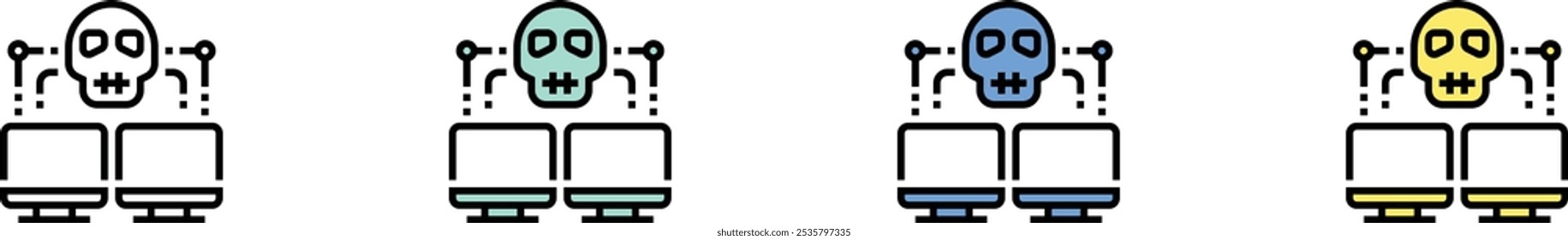 hacker icon. Outline, Green, Blue and Yellow Style Design Isolated On White Background
