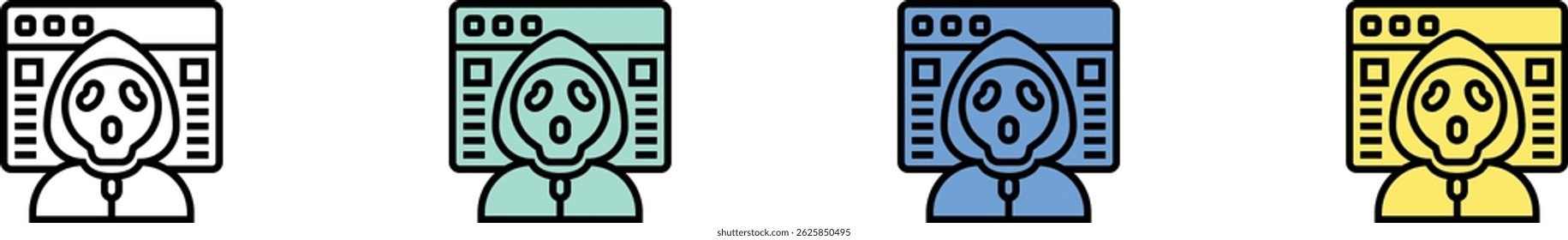 hacker icon. Outline, Green, Blue and Yellow Style Design Isolated On White Background