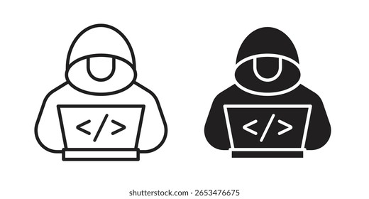 Hacker icon, outline vector sign, linear and solid style pictogram isolated on white.