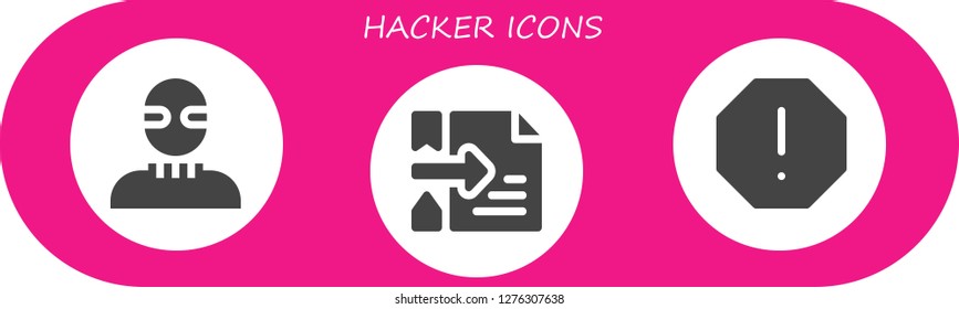  hacker icon set. 3 filled hacker icons. Simple modern icons about  - Burglar, Hacker, Spam