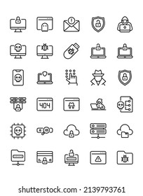 Hacker Icon Set 30 isolated on white background