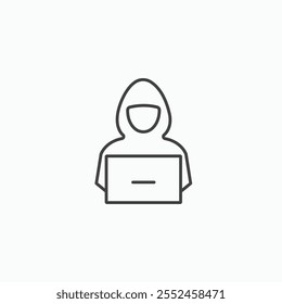 Hacker icon set in blackthin line style.