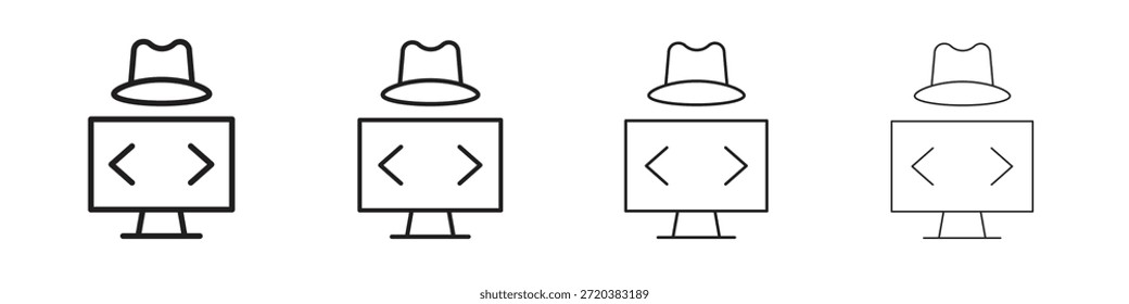 Conjunto de iconos de hacker, Ilustración, Negro