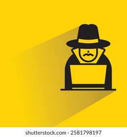 hacker icon with shadow on yellow background