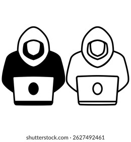 ícone de hacker, estilo simples plano, ilustração, símbolo de logotipo símbolo pictograma modelo, para ui ou ux isolado em branco para aplicativo móvel, editável