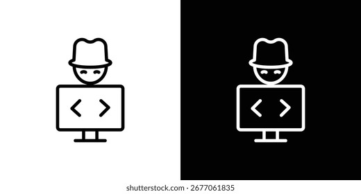 Ícone Hacker. Linha fina simples, vetores de contorno