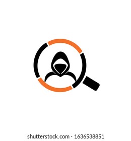 Hacker Icon, spy agent, Security shield. .Logo for buttons, websites, mobile apps and other design needs.