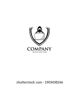 Icono hacker, agente espía, escudo de seguridad. .Logo para botones, sitios web, aplicaciones móviles y otras necesidades de diseño.