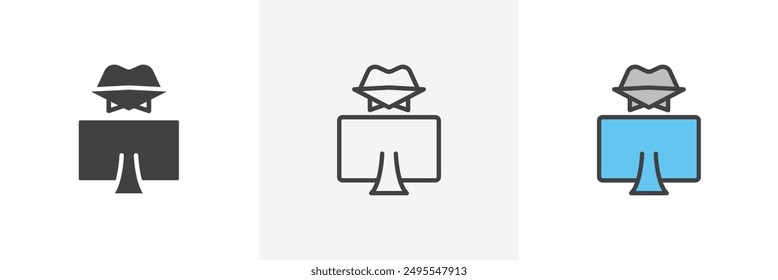 Hacker icon symbol collection on white background.