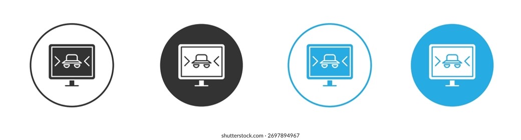 Hacker-Symbol, flacher Stil auf weißem Hintergrund.