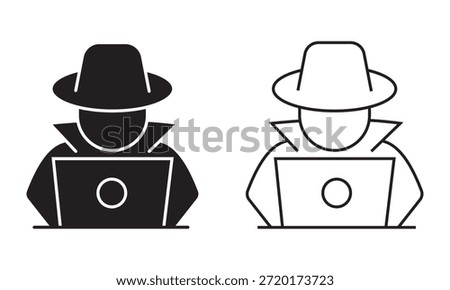 Hacker icon symbol. Silhouette of outline hacker or spy icon vector. Vector illustration.