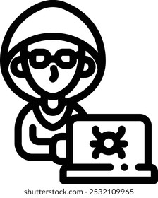hacker icon. Thin Linear Style Design Isolated On White Background