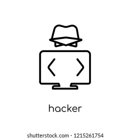 Hacker icon. Trendy modern flat linear vector Hacker icon on white background from thin line Internet Security and Networking collection, editable outline stroke vector illustration