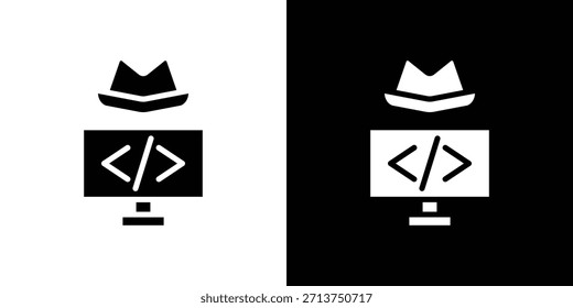 Icono de hacker. Ilustración vectorial. Silueta en color negro
