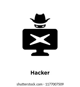 Hacker icon vector isolated on white background, logo concept of Hacker sign on transparent background, filled black symbol