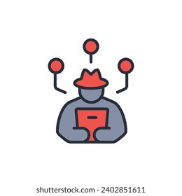 hacker icon. vector.Editable stroke.linear style sign for use web design,logo.Symbol illustration.