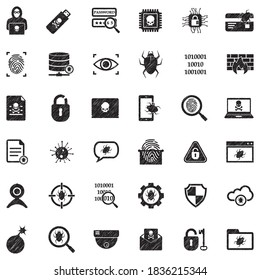 Hacker Icons. Black Scribble Design. Vector Illustration.