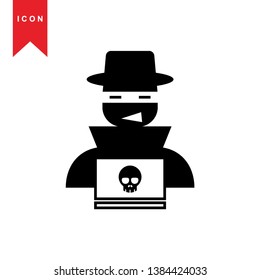 Hacker icons with bug virus crack worm spam isolated vector illustration - Vector
