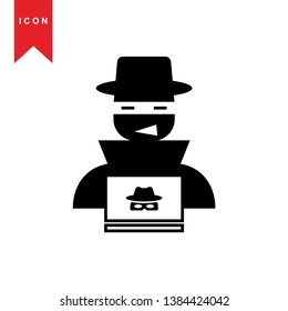 Hacker icons with bug virus crack worm spam isolated vector illustration - Vector
