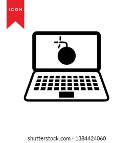 Hacker icons with bug virus crack worm spam isolated vector illustration - Vector
