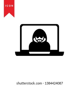 Hacker icons with bug virus crack worm spam isolated vector illustration - Vector
