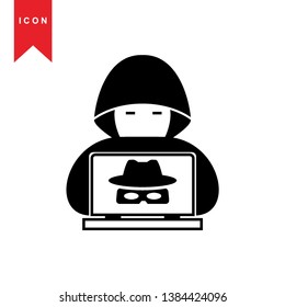 Hacker icons with bug virus crack worm spam isolated vector illustration - Vector
