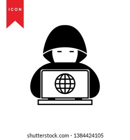 Hacker icons with bug virus crack worm spam isolated vector illustration - Vector
