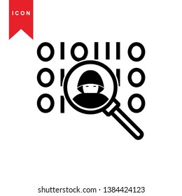 Hacker icons with bug virus crack worm spam isolated vector illustration - Vector
